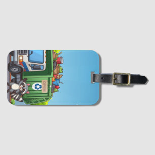 Cute racoon and "food" truck luggage tag