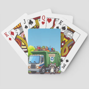 Cute racoon and "food" truck playing cards