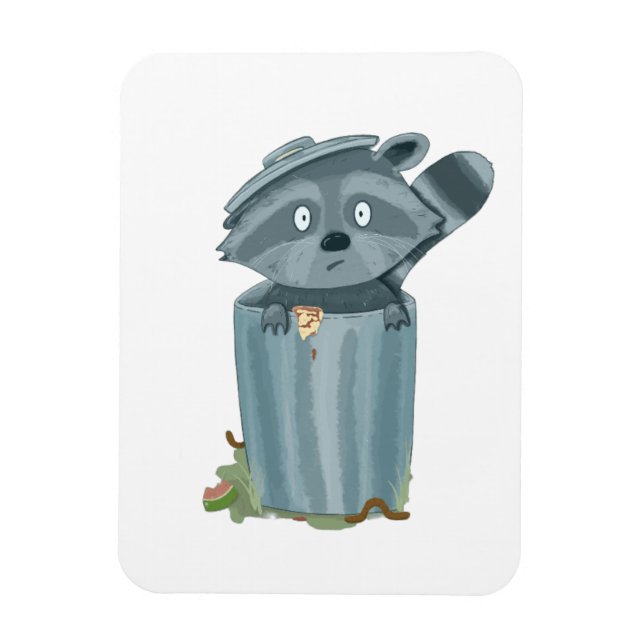 "Cute Racoon and Garbage – Playful Animal Art Pri Magnet (Vertical)