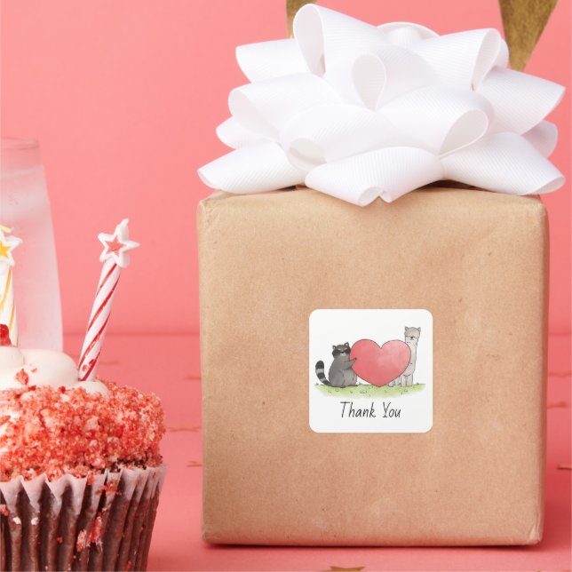 Cute Racoon and Llama Sq1uare Thank You   Square Sticker (Party)