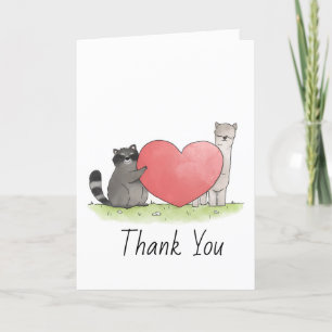 Cute Racoon and Llama Thank You Card