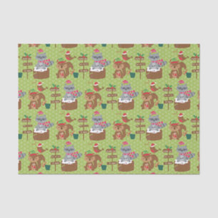 Cute Racoon and Squirrel with Snowflakes Tissue Paper