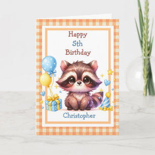 Cute Racoon Any Age Birthday for Boys Card