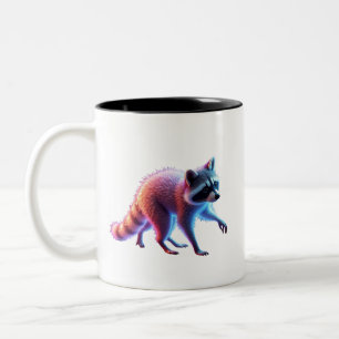 Cute Racoon Art Two-Tone Coffee Mug