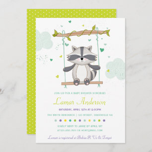 Cute Racoon Baby Shower Invitation