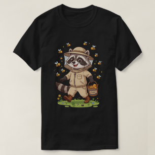 Cute Racoon Beekeeper T-Shirt Design
