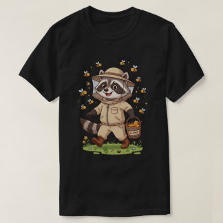 Cute Racoon Beekeeper T-Shirt Design