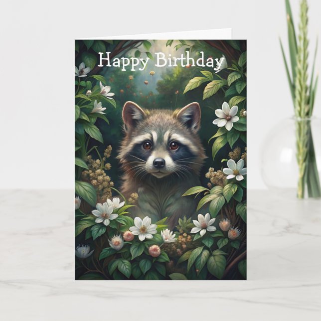 Cute Racoon Birthday Card (Front)