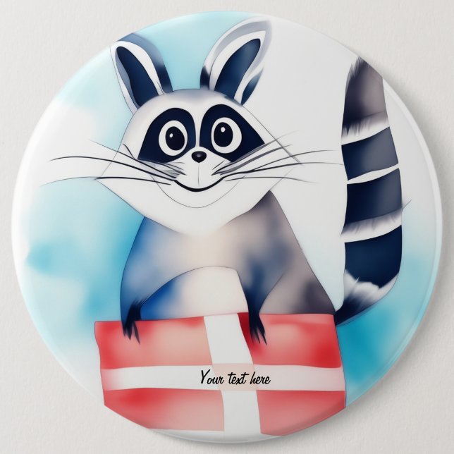 Cute racoon birthday gift 6 cm round badge (Front)