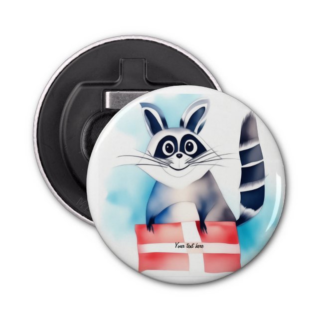 Cute racoon birthday gift bottle opener (Front)