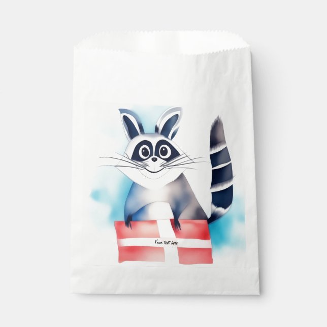 Cute racoon birthday gift favour bags (Front)