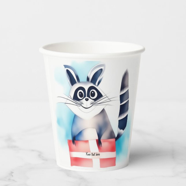 Cute racoon birthday gift paper cups (Front)
