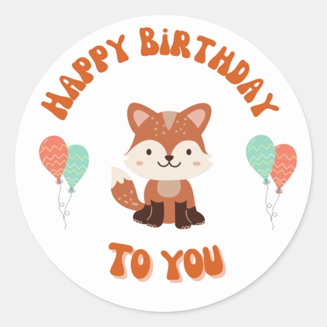 Cute Racoon  birthday sticker (Front)