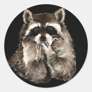 Cute Racoon Blowing Kisses Humour animal art Classic Round Sticker