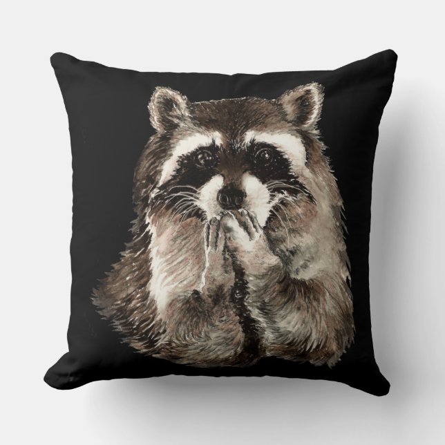Cute Racoon Blowing Kisses Humour animal art Cushion (Front)