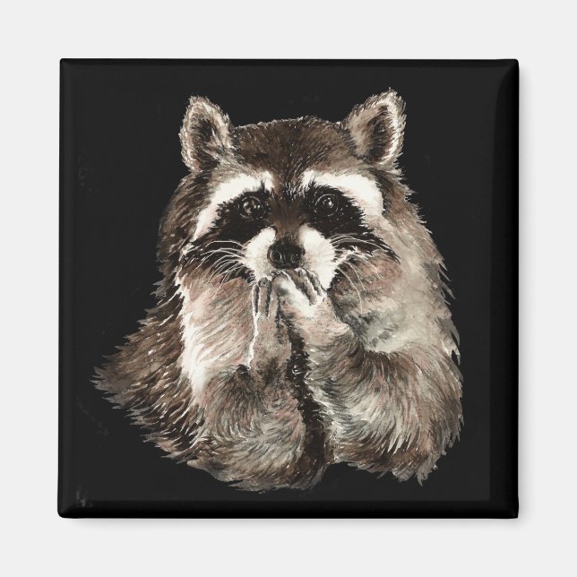 Cute Racoon Blowing Kisses Humour animal art Magnet (Front)