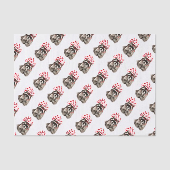 Cute Racoon Blowing Kisses Love Hearts Animal Tissue Paper (Front)