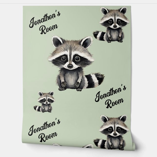 Cute Racoon Boys Bedroom Wallpaper (Unrolling)