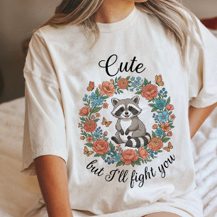 Cute Racoon But I'Ll Fight You Funny Animal Art Tri-Blend Shirt