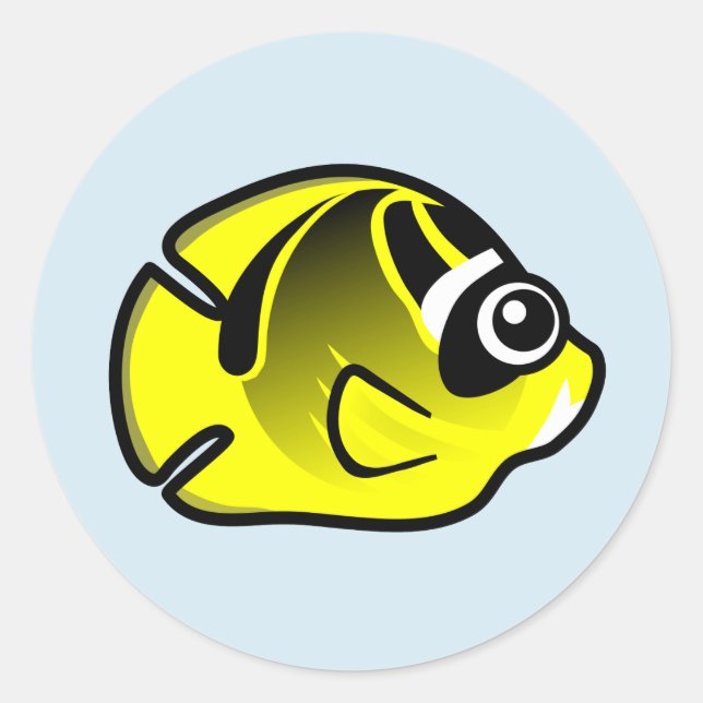 Cute Racoon Butterflyfish Classic Round Sticker (Front)