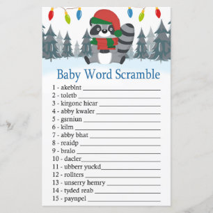 Cute Racoon Christmas Baby word scramble game