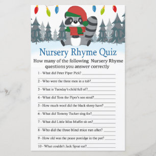 Cute Racoon Christmas Nursery Rhyme Quiz game