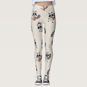Cute Racoon Christmas Pattern Leggings