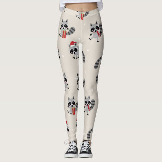 Cute Racoon Christmas Pattern Leggings