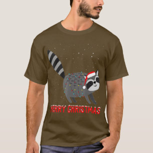 Cute racoon Christmas Tree Lights T-Shirt