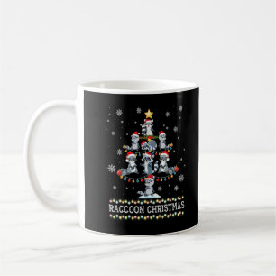 Cute Racoon Christmas Tree Pajama Matching Costum Coffee Mug