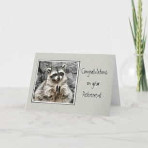 Cute Racoon Clapping Fun Retirement Card