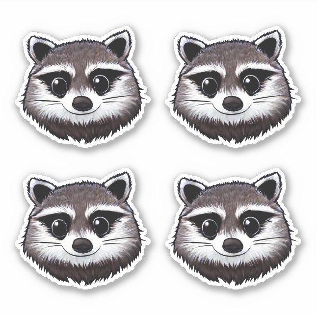 Cute Racoon Classic Round Sticker (Front)