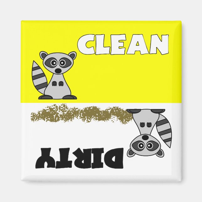 Cute Racoon Clean / Dirty Dishwasher Magnet (Front)