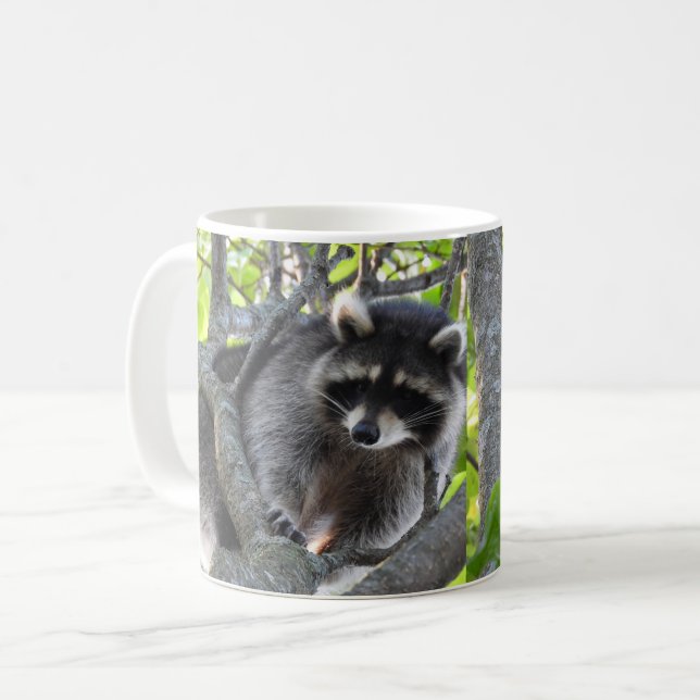 Cute Racoon Coffee Mug (Front Left)