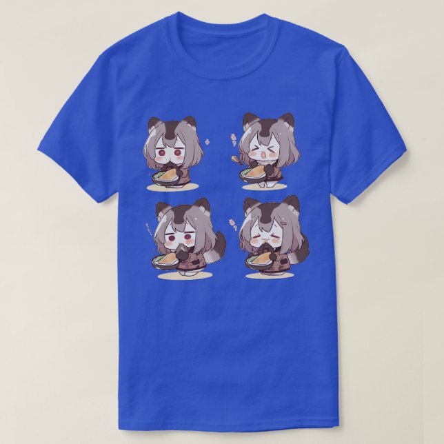 Cute Racoon eat anything anime T-Shirt (Design Front)