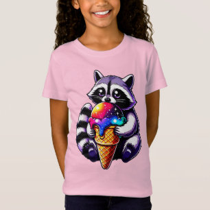 Cute Racoon Eating A Space Cream Cone T-Shirt