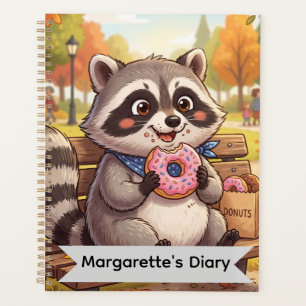 Cute Racoon Eating Strawberry Doughnut Personali Planner