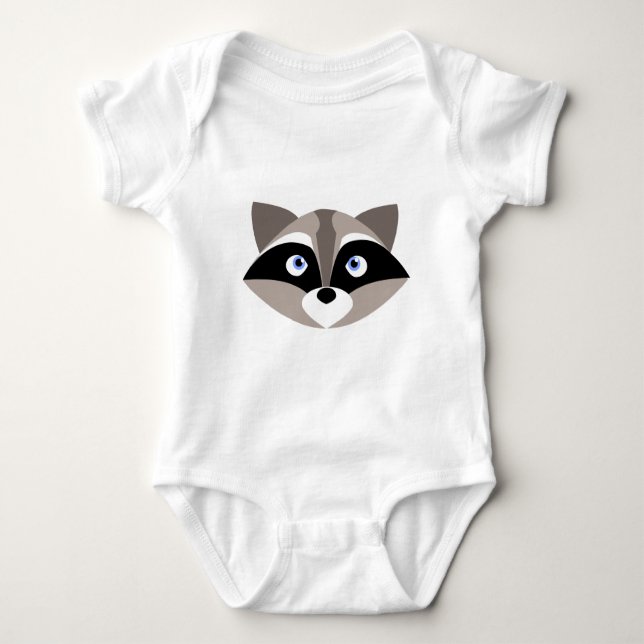Cute Racoon Face Baby Bodysuit (Front)