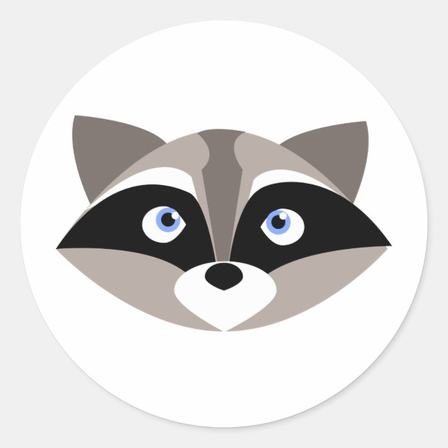 Cute Racoon Face Classic Round Sticker (Front)