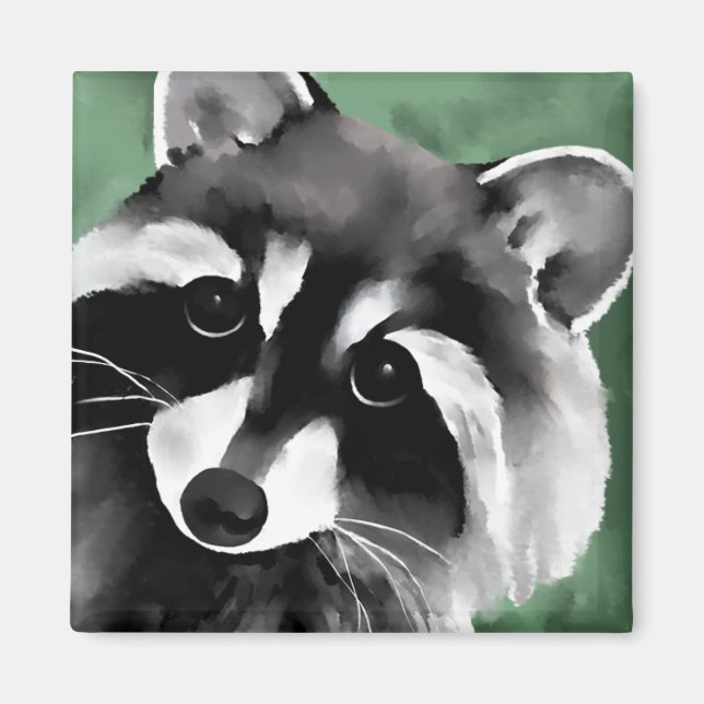 Cute Racoon Face Magnet (Front)