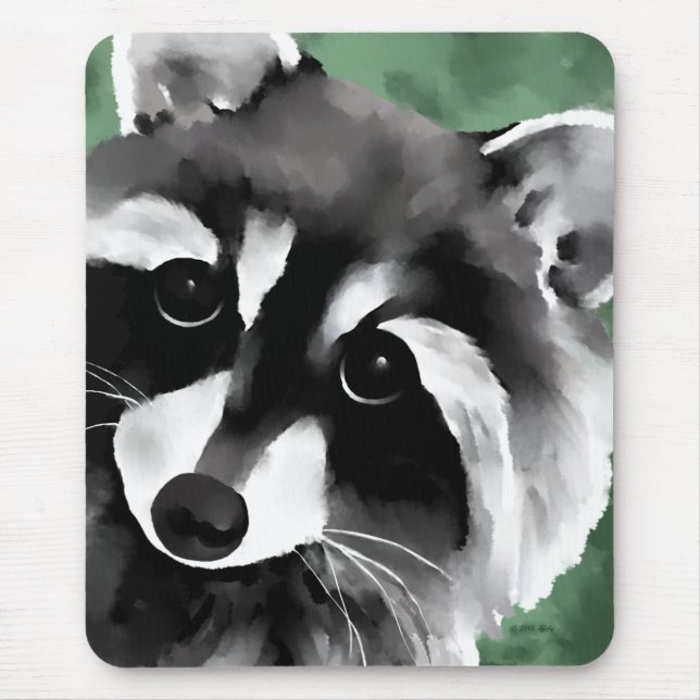 Cute Racoon Face Mouse Mat (Front)