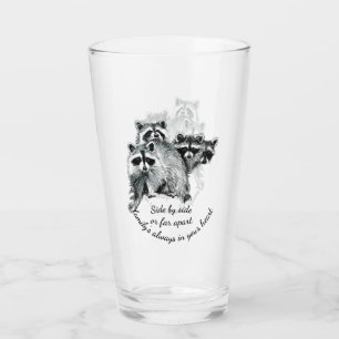 Cute Racoon Family Quote Watercolor Animal Art Glass