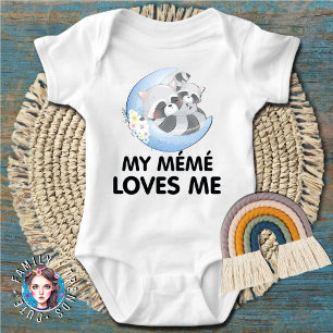 Cute Racoon Flower My Meme Loves Me Baby Bodysuit