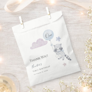 Cute Racoon Flying Balloon Birthday Thank You Favour Bags