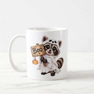 Cute Racoon Ghost Halloween BOO Mug