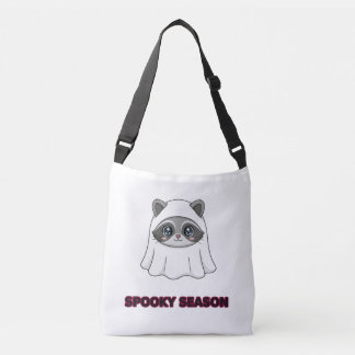 Cute Racoon Ghost Spooky Season Halloween Sweatsh Crossbody Bag