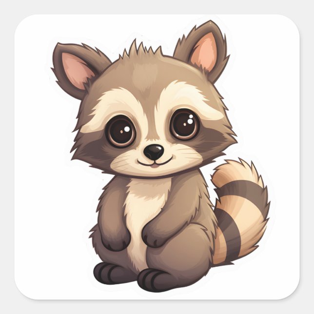 Cute Racoon Gifts Trash Panda Funny Animal Kawaii Square Sticker (Front)