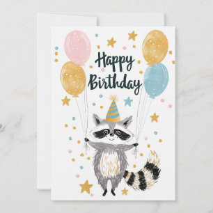 Cute Racoon Happy birthday  Holiday Card