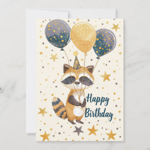 Cute Racoon Happy birthday  Holiday Card