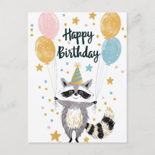 Cute Racoon Happy birthday  Postcard